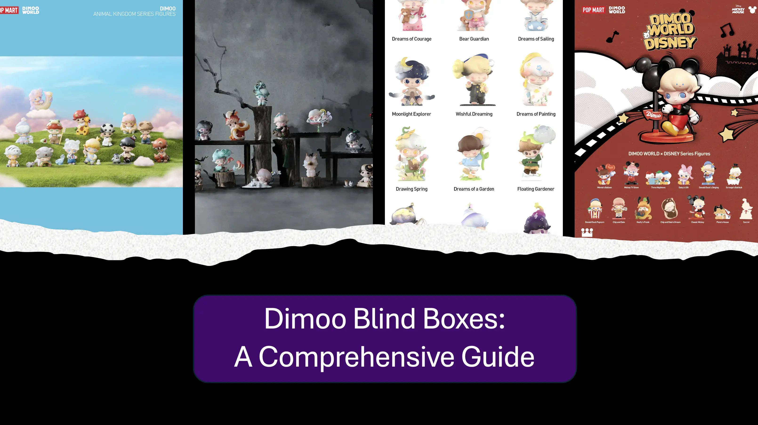 The feature image of a comprehensive guide on dimoo blind boxes series, aka dimoo series list, written by fig palace