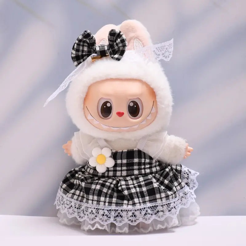 labubu black dress Figure Checkered Clothes for Size:Large (Fits Pant Size 9-11) designed exclusively for 17cm classy nail polish for roaring 20s