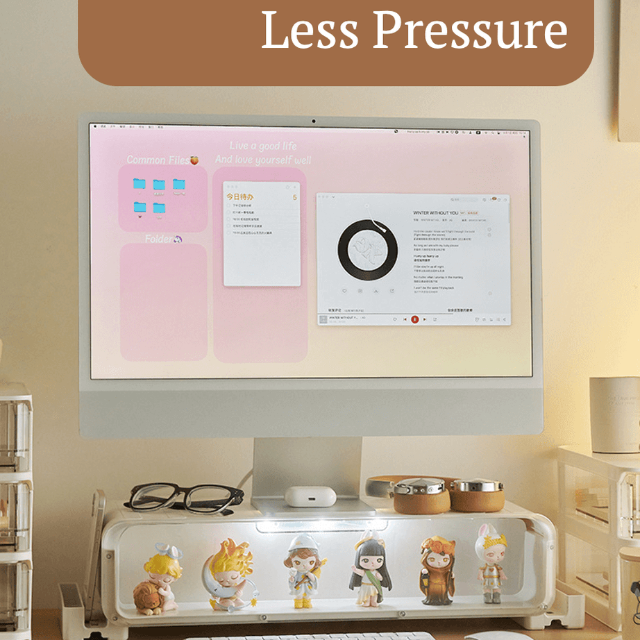 FigPalace ergonomic monitor riser elevates screens, reducing neck strain and desk clutter.