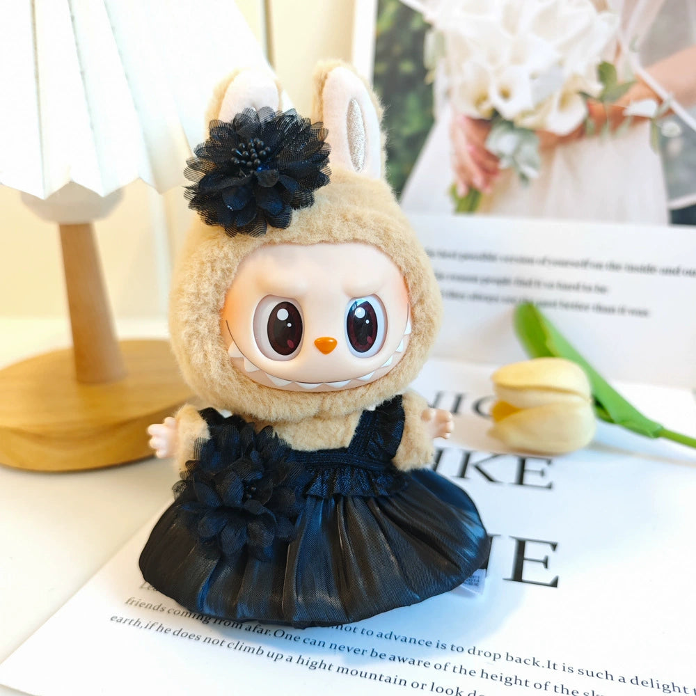 An image of black bud skirt for labubu by Fig Palace