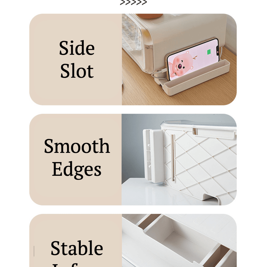 FigPalace riser features a phone slot, smooth edges, and a sturdy design for safe, stylish storage.
