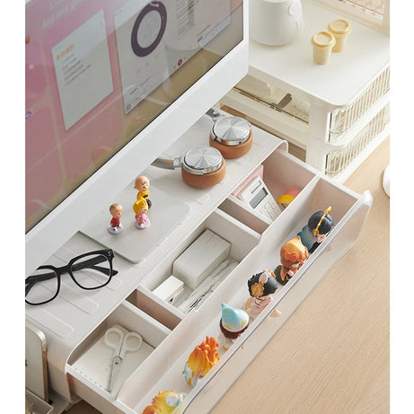 FigPalace riser with spacious compartments keeps your workspace clean and organized.