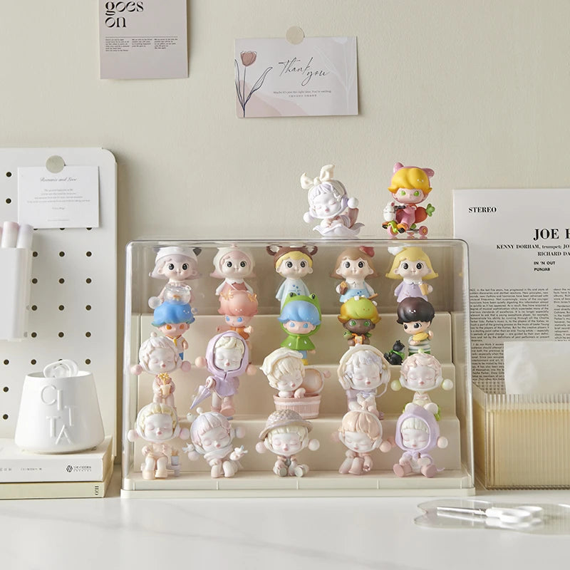 Multi-Level Display Case, Dust-proof, Tiered, with Rounded Corners