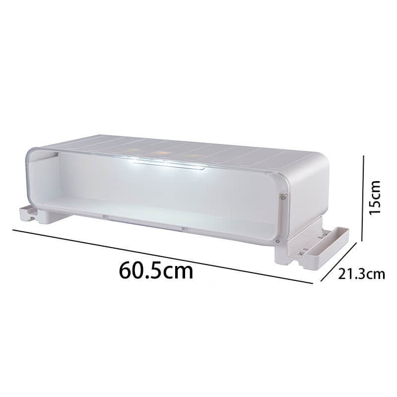 FigPalace riser with LED lighting and extra height, measuring 60.5×21.3×15 cm, for ergonomic use.