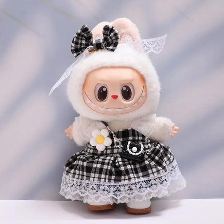 Figure Checkered Dress Clothes for Labubu