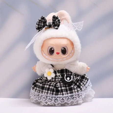 Figure Checkered Dress Clothes for Labubu