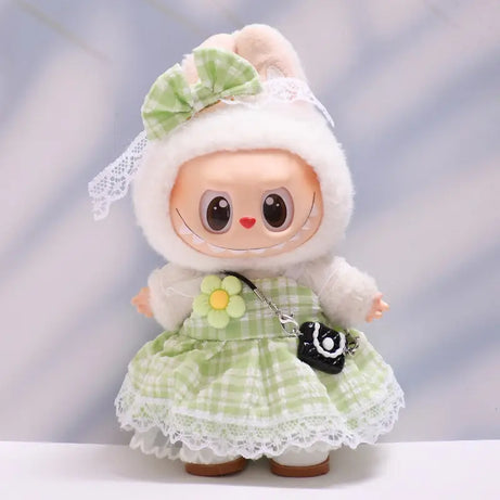 Figure Checkered Dress Clothes for Labubu