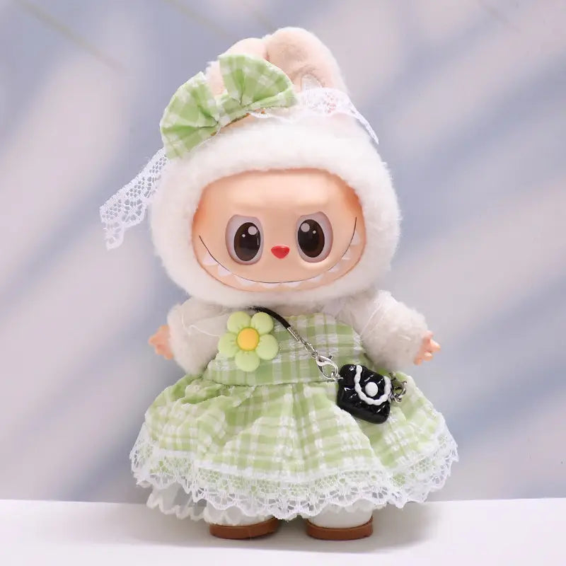 Figure Checkered Dress Clothes for Labubu