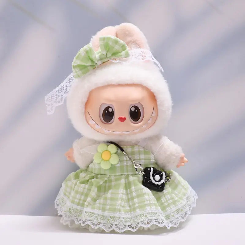 Figure Checkered Dress Clothes for Labubu