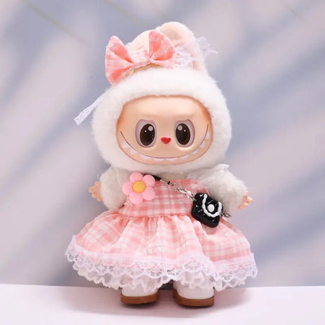 Figure Checkered Dress Clothes for Labubu