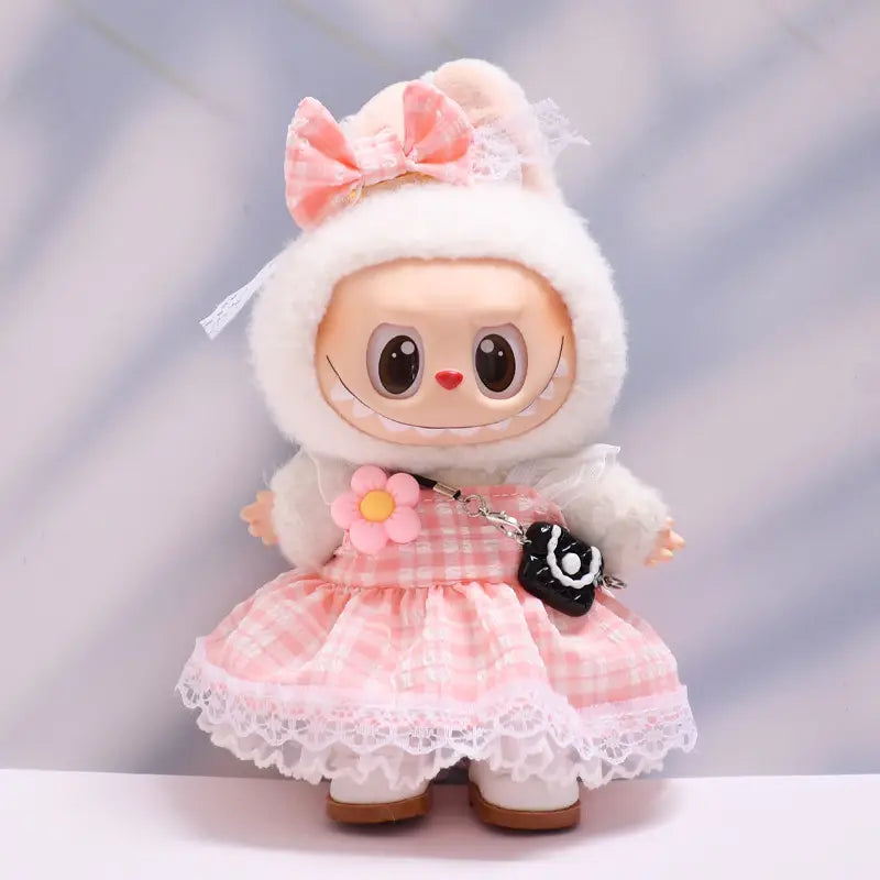 Figure Checkered Dress Clothes for Labubu