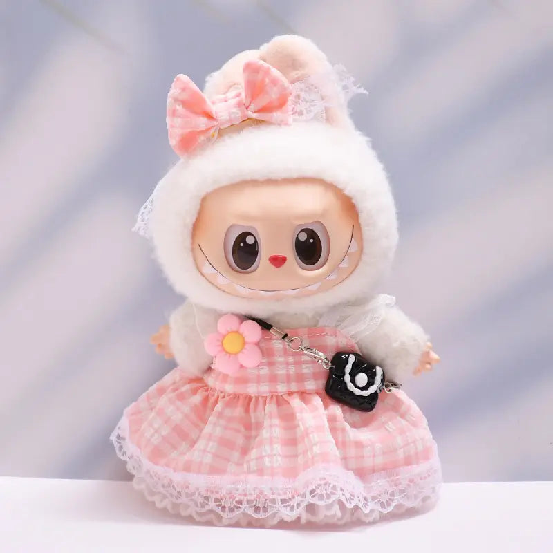 Figure Checkered Dress Clothes for Labubu