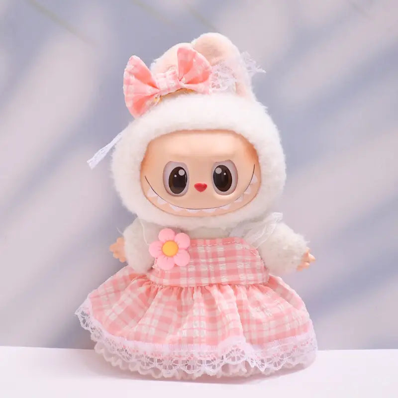 Figure Checkered Dress Clothes for Labubu