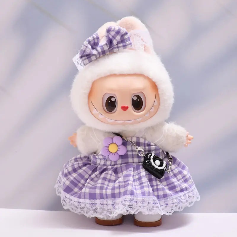 Figure Checkered Dress Clothes for Labubu