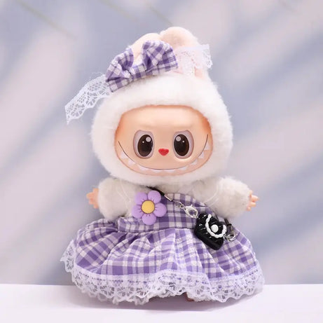 Figure Checkered Dress Clothes for Labubu