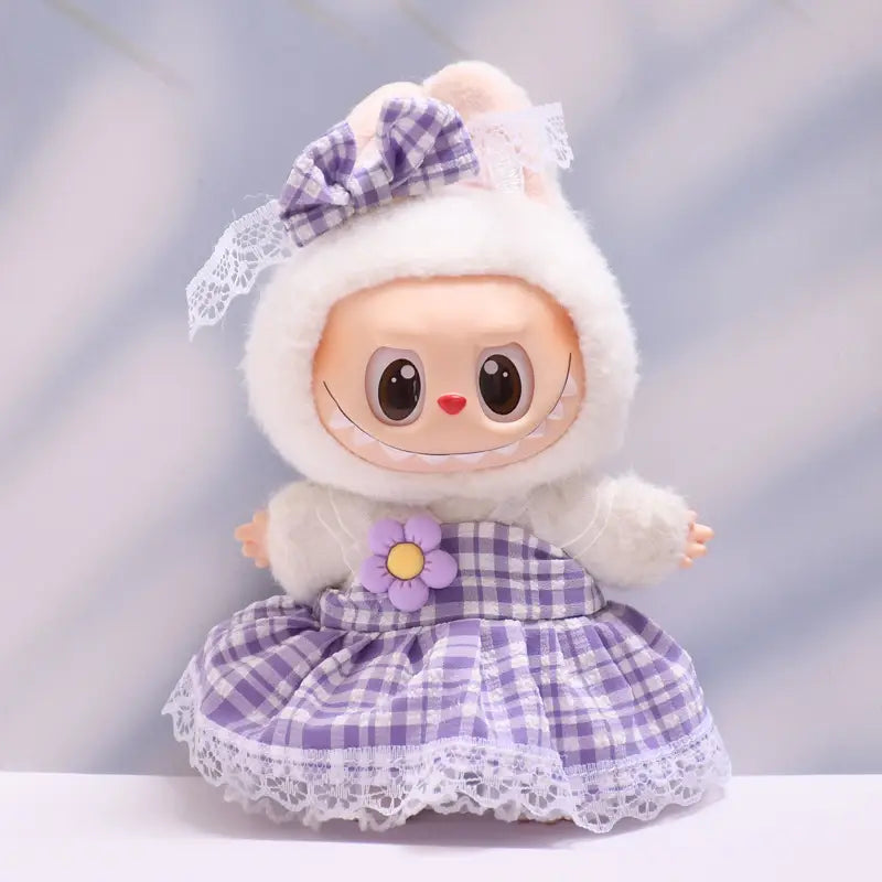 Figure Checkered Dress Clothes for Labubu