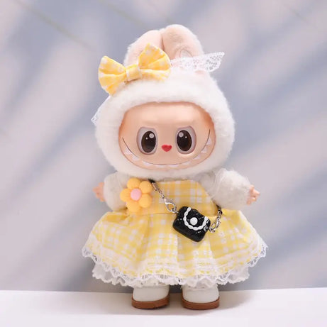 Figure Checkered Dress Clothes for Labubu