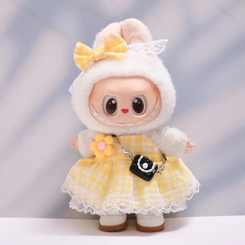 Figure Checkered Dress Clothes for Labubu