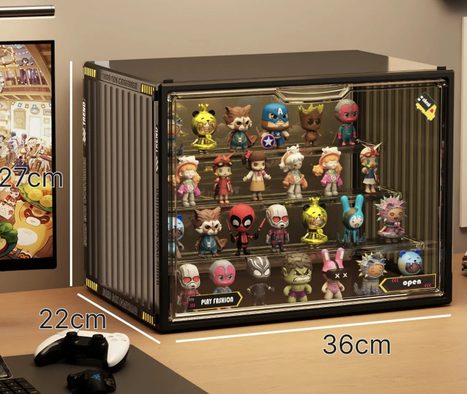 An image of a black large Clear Acrylic Display & Storage Case from FigPalace. 