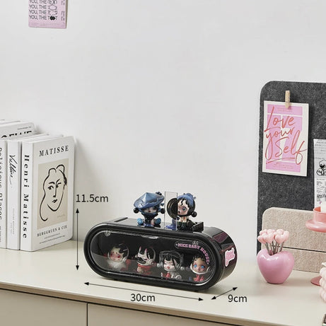 Sleek Black one-layer display case with a magnetic flip cover, designed for Pop Mart Skullpanda collectibles and blind box figures with a modern finish.