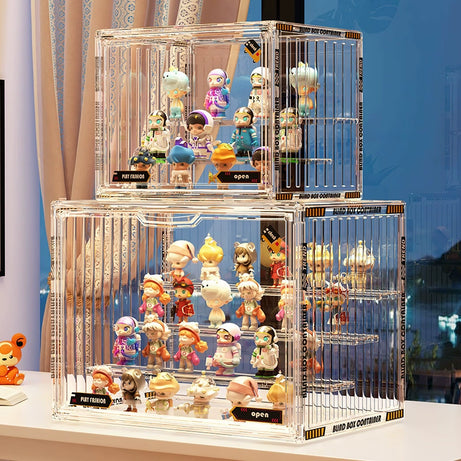 An image of two transparent Clear Acrylic Display & Storage Cases stacked together by FigPalace. 