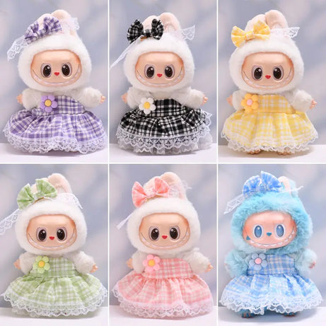 Figure Checkered Dress Clothes for Labubu