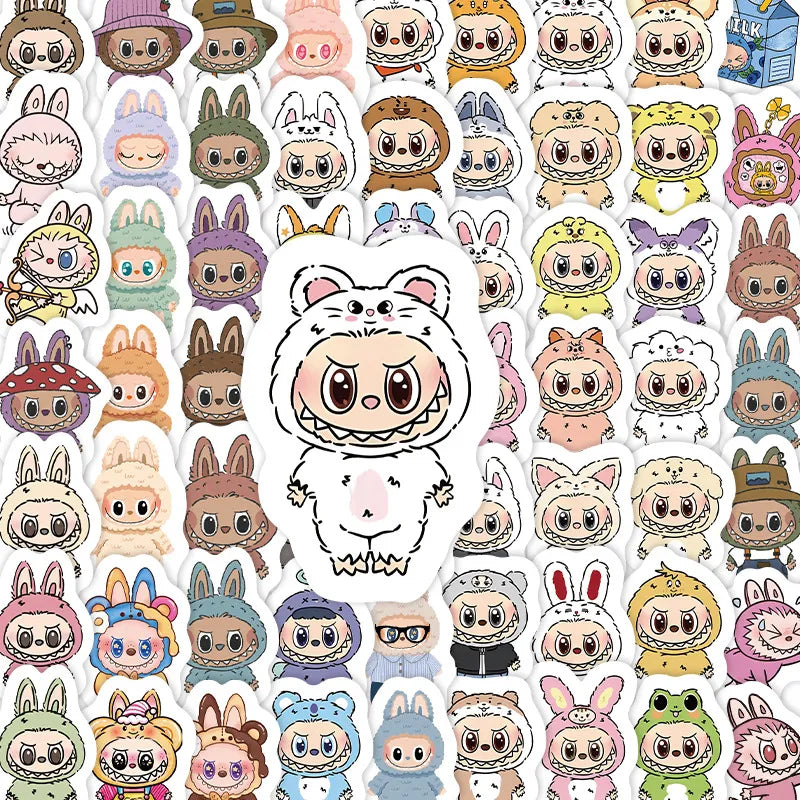 Labubu Cartoon Stickers (105pcs, 2 - 4 cm each)