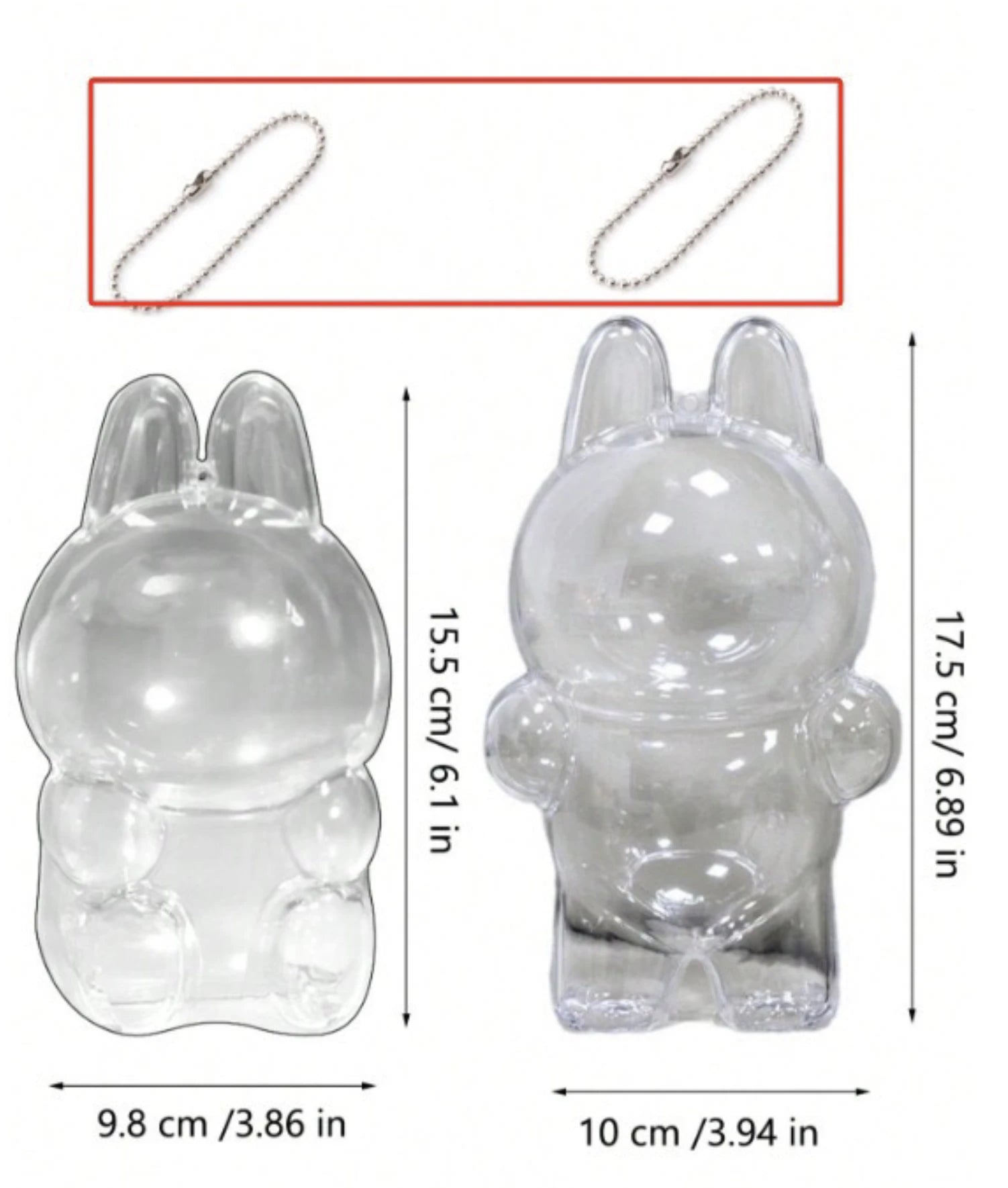 Size chart for FigPalace’s protective display cases for Pop Mart Labubu v1 and v2 figures. Available in two dimensions to perfectly fit both versions.