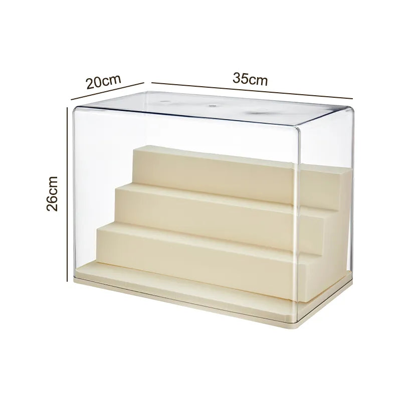 Multi-Level Display Case, Dust-proof, Tiered, with Rounded Corners