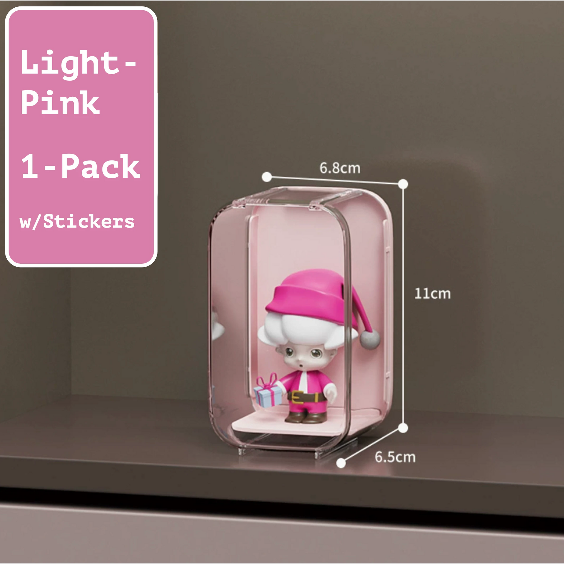 "Light Pink Acrylic Display Shelf for Pop Mart Figures and Blind Box Collectibles – Single Unit"