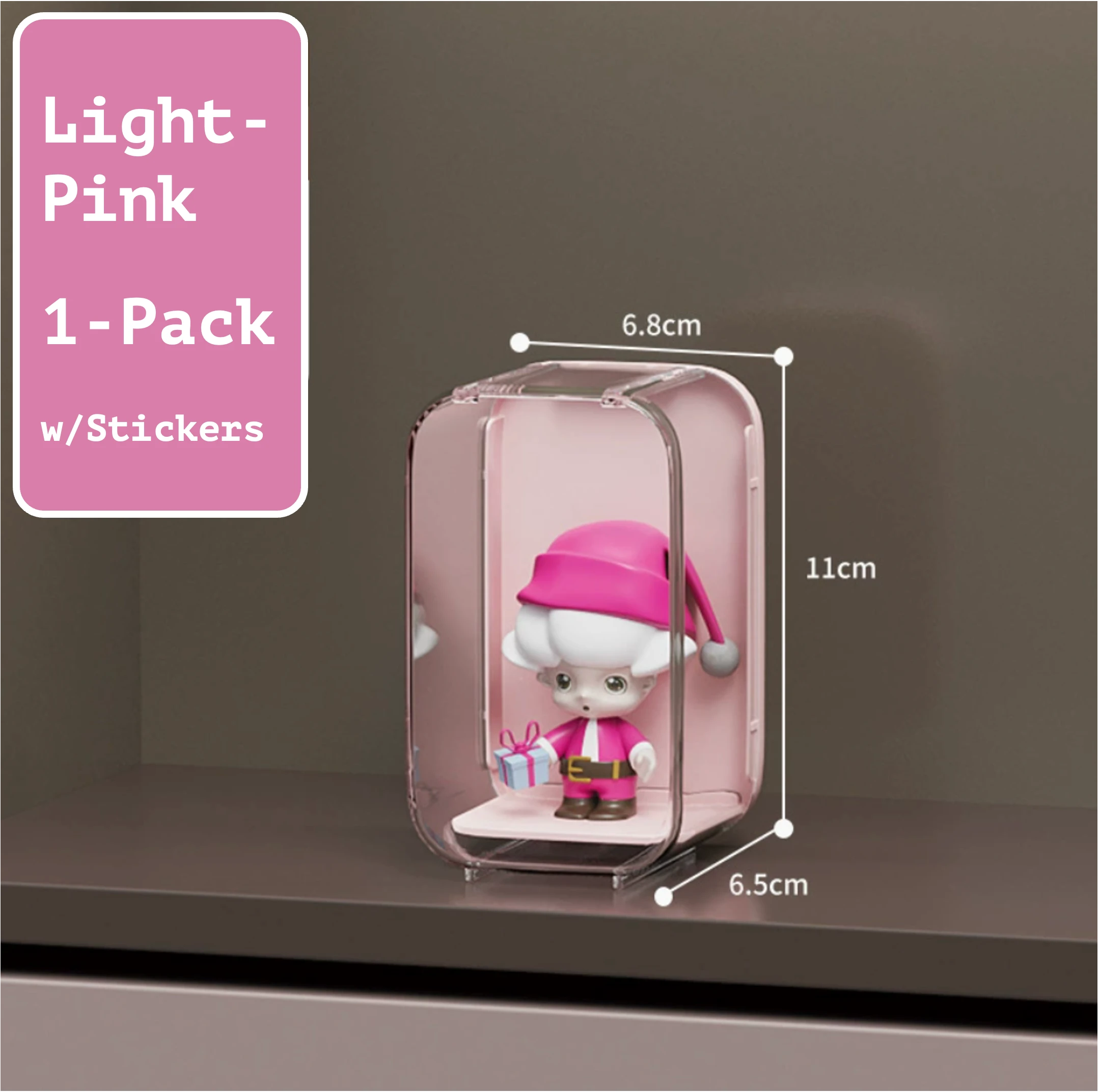 "Light Pink Acrylic Display Shelf for Pop Mart Figures and Blind Box Collectibles – Single Unit"
