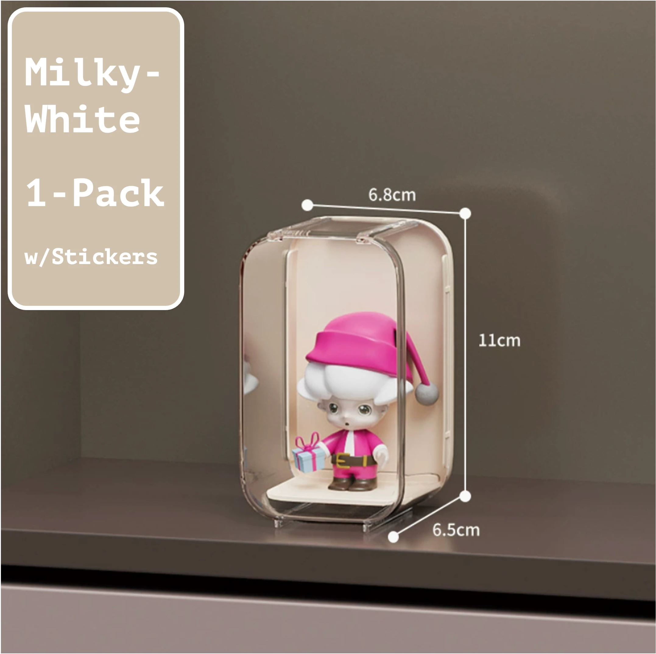 "Milky White Acrylic Display Shelf for Pop Mart Figures and Blind Box Collectibles – Single Unit"