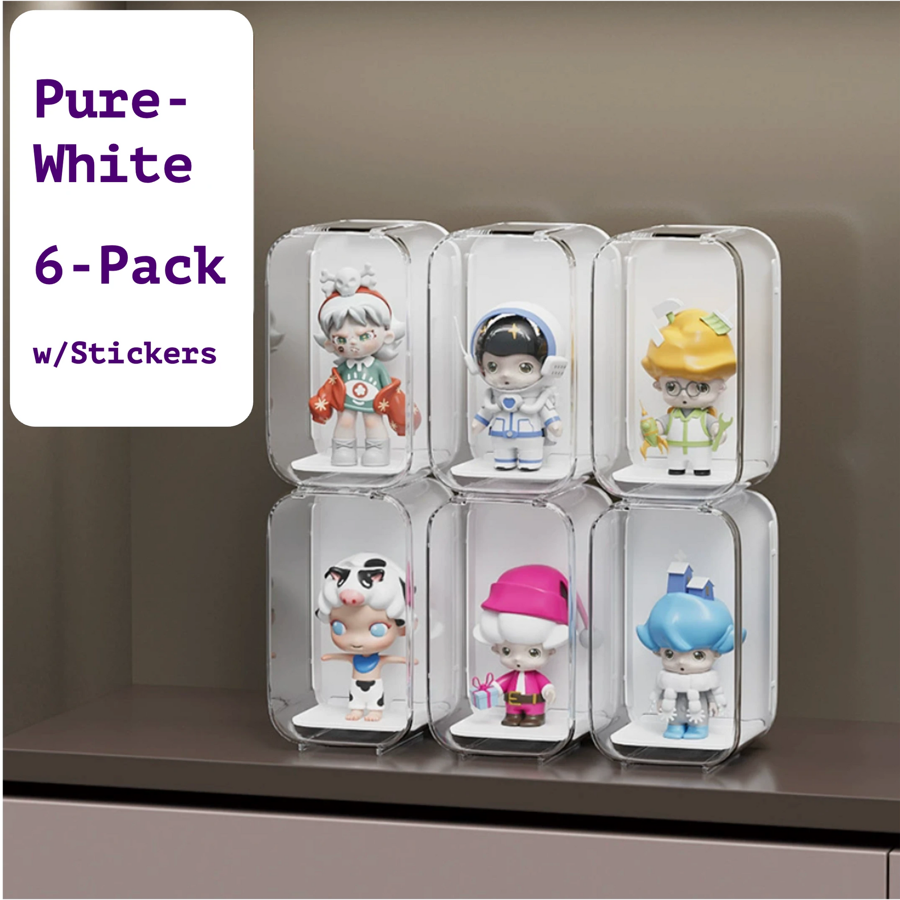 "Pure White Acrylic Display Shelves for Pop Mart Figures and Blind Box Collectibles – Set of 6"