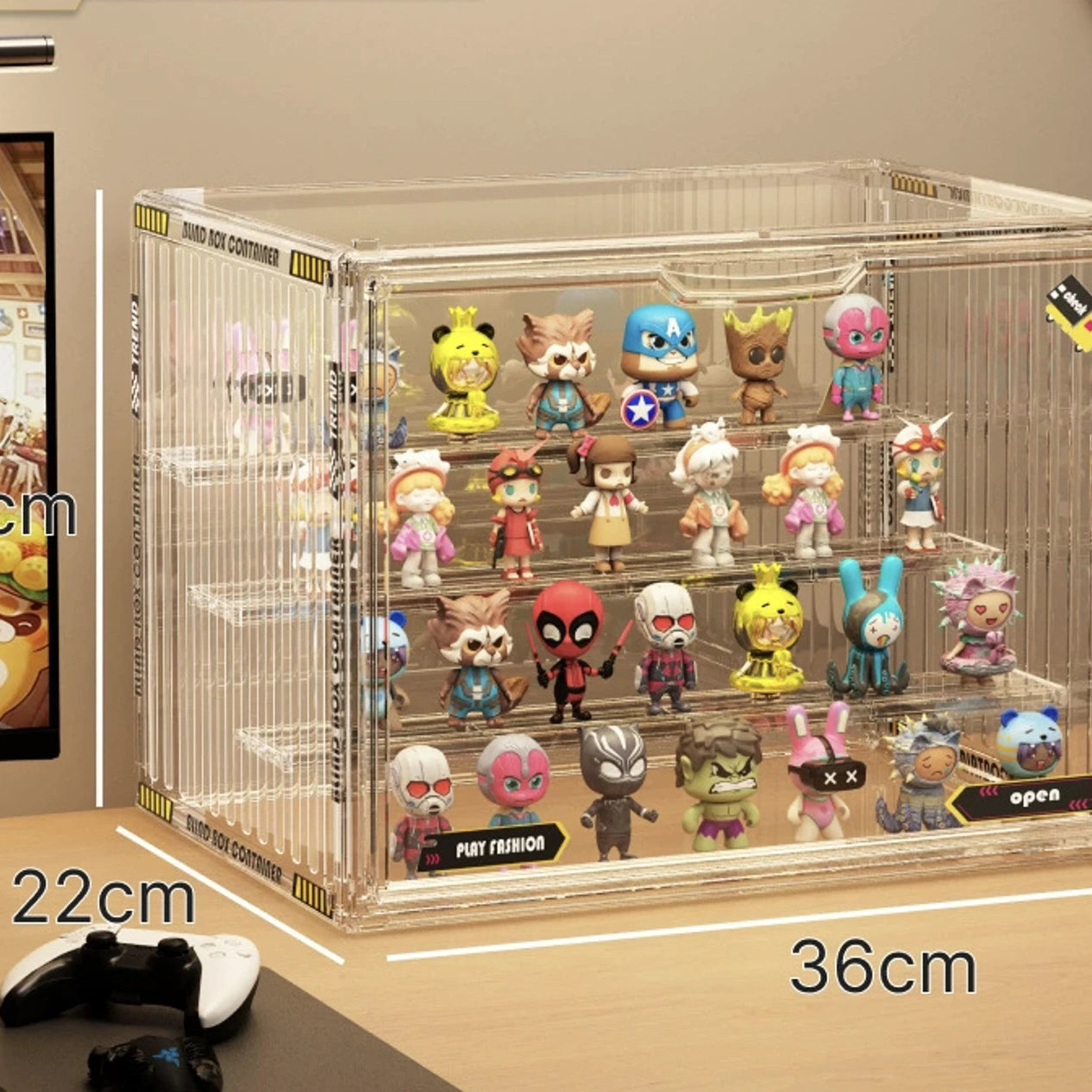 An image of a transparent large Clear Acrylic Display & Storage Case by FigPalace. 