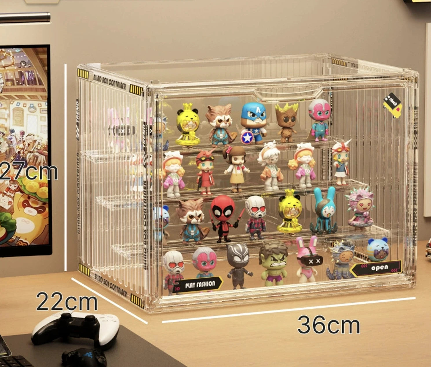 An image of a transparent large Clear Acrylic Display & Storage Case by FigPalace. 