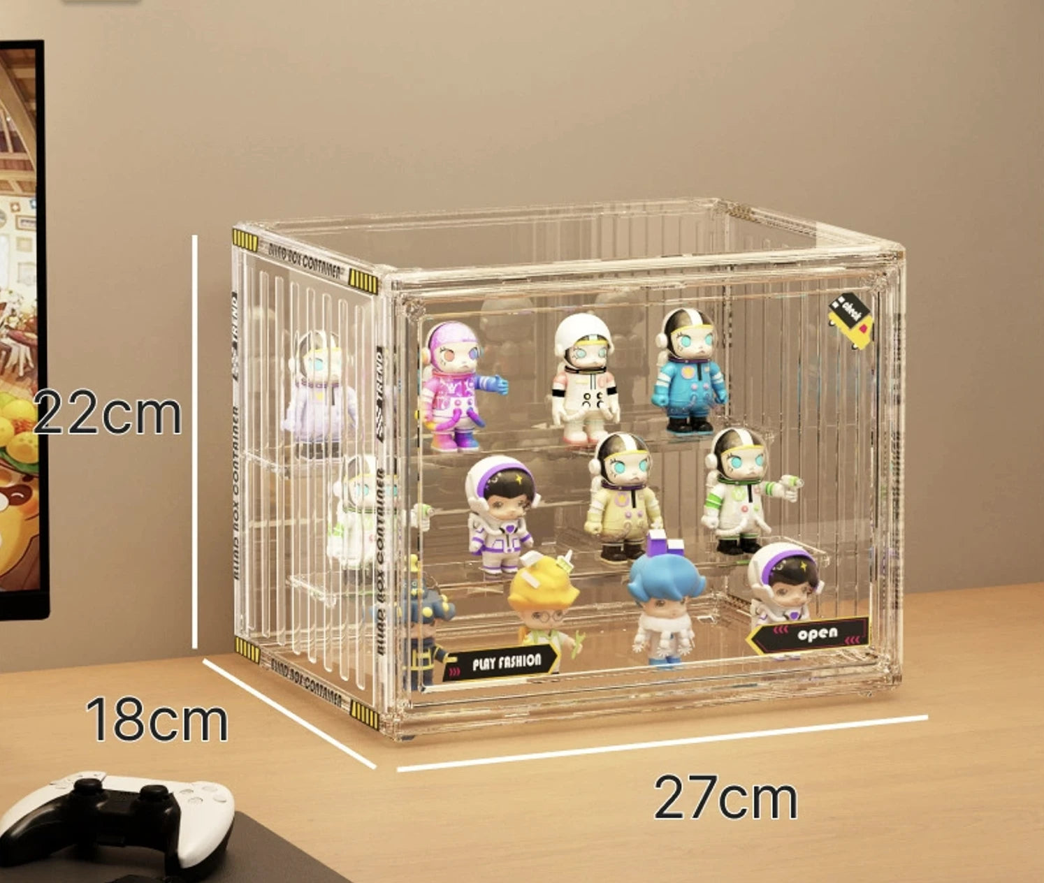An image of a transparent small Clear Acrylic Display & Storage Case by FigPalace. 