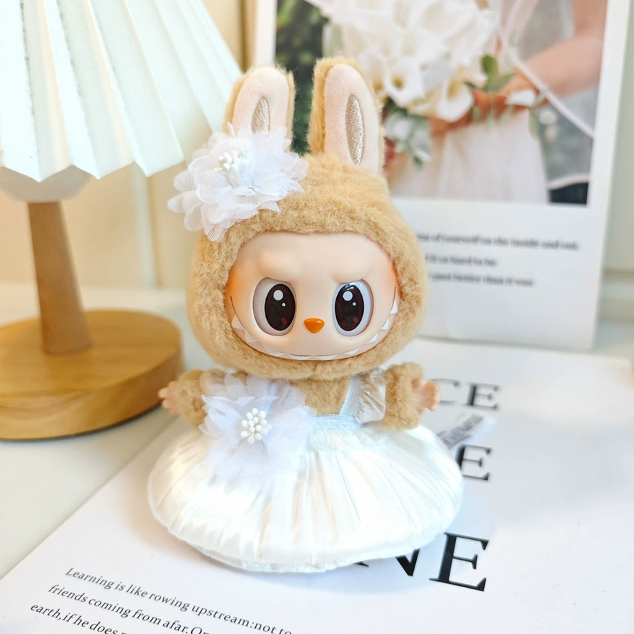 An image of white bud skirt for labubu by Fig Palace