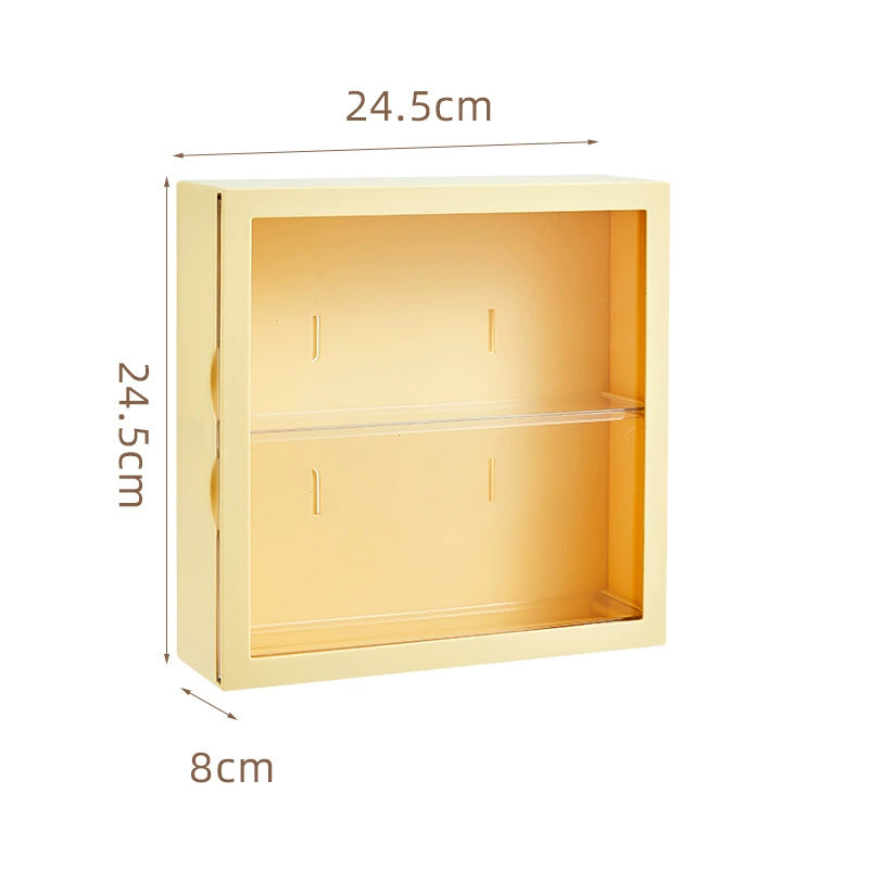 An image of a yellow wall-mounted display shelf by FigPalace.